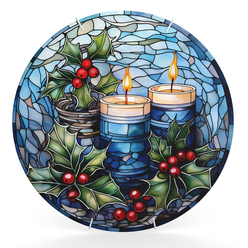 Blue Christmas Decorative Plate - Stonemax Extravagance Handmade