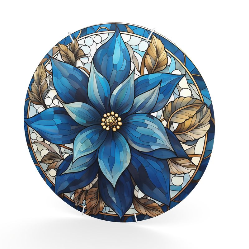 Blue Poinsettia Stonemax Decorative Christmas Plate