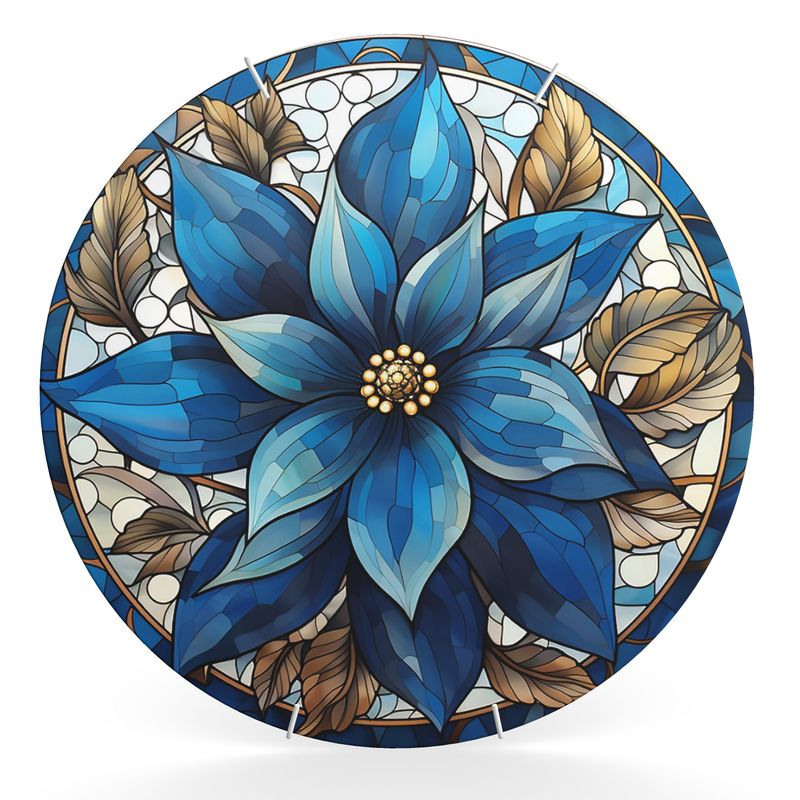 Blue Poinsettia Stonemax Decorative Christmas Plate