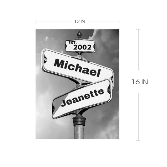 Personalized Vintage Street Sign Wood Print - Unique Couples Gift - Indoor/Outdoor Décor