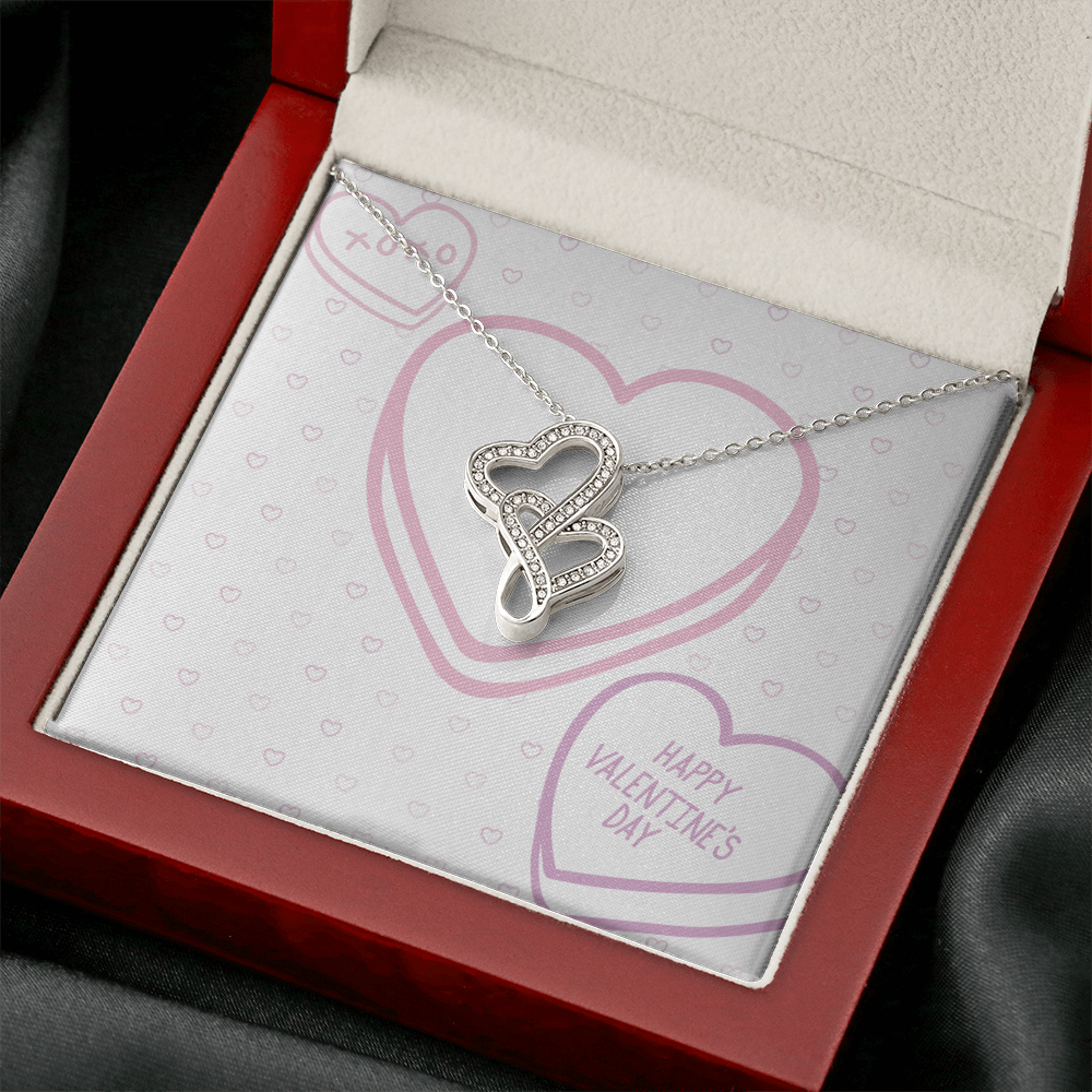 Heart-to-Heart Pendant Necklace: Stunning 14K White Gold Finish with Sparkling Cubic Zirconia Crystals