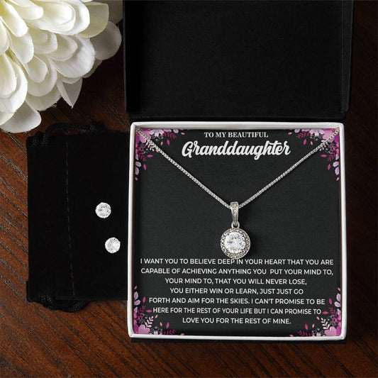 Eternal Hope Necklace and Dazzling Cubic Zirconia Earring Set - Special Granddaughter Gift