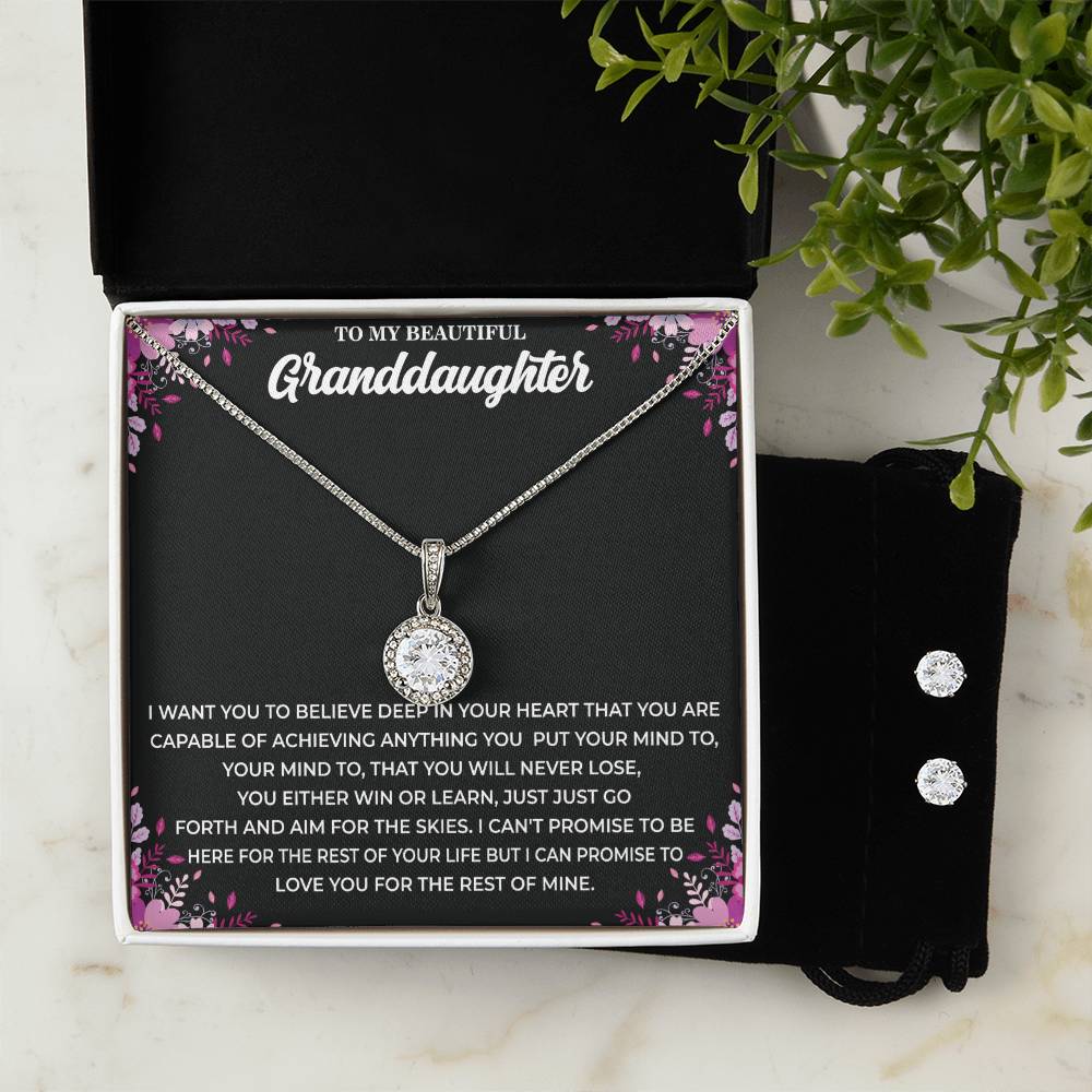 Eternal Hope Necklace and Dazzling Cubic Zirconia Earring Set - Special Granddaughter Gift