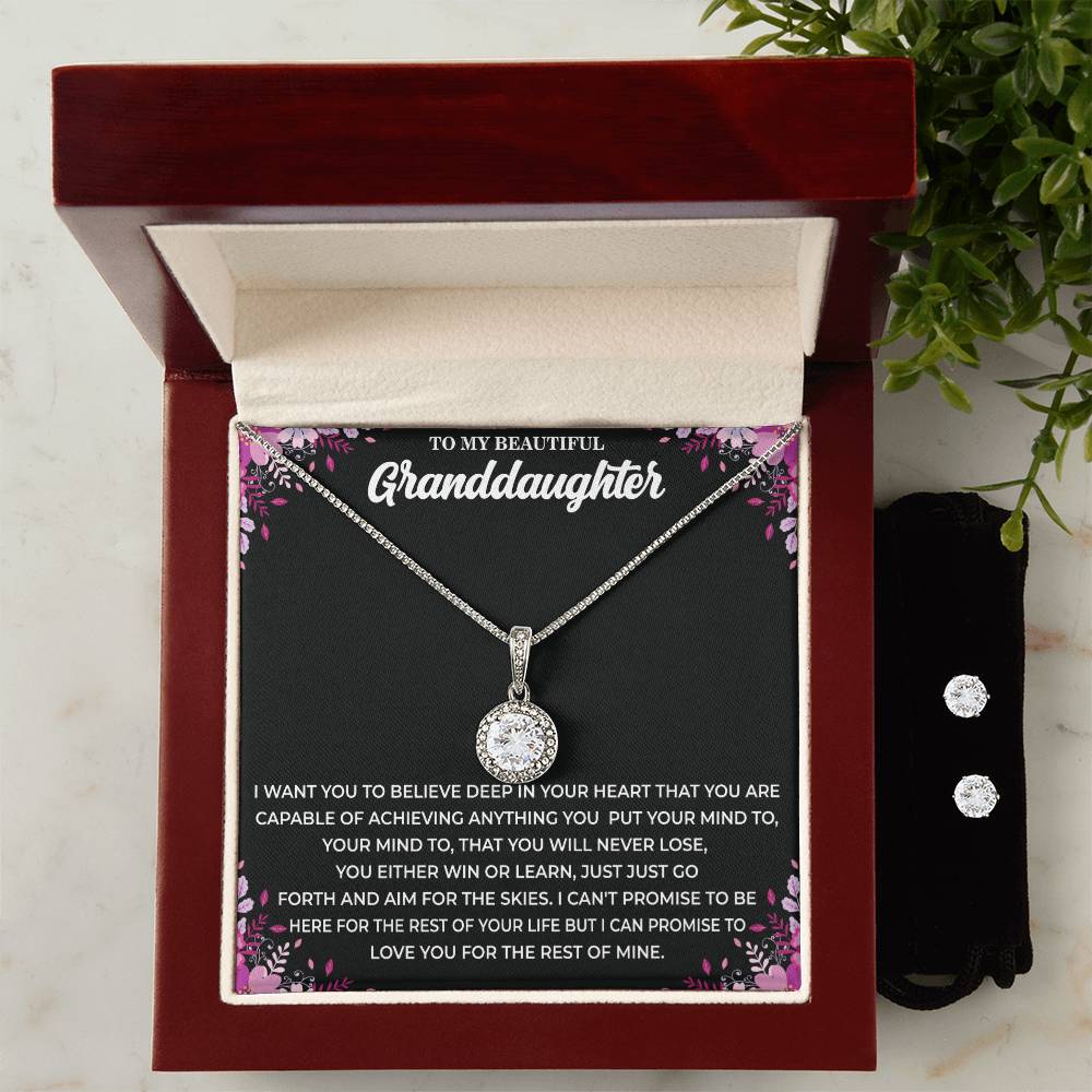 Eternal Hope Necklace and Dazzling Cubic Zirconia Earring Set - Special Granddaughter Gift