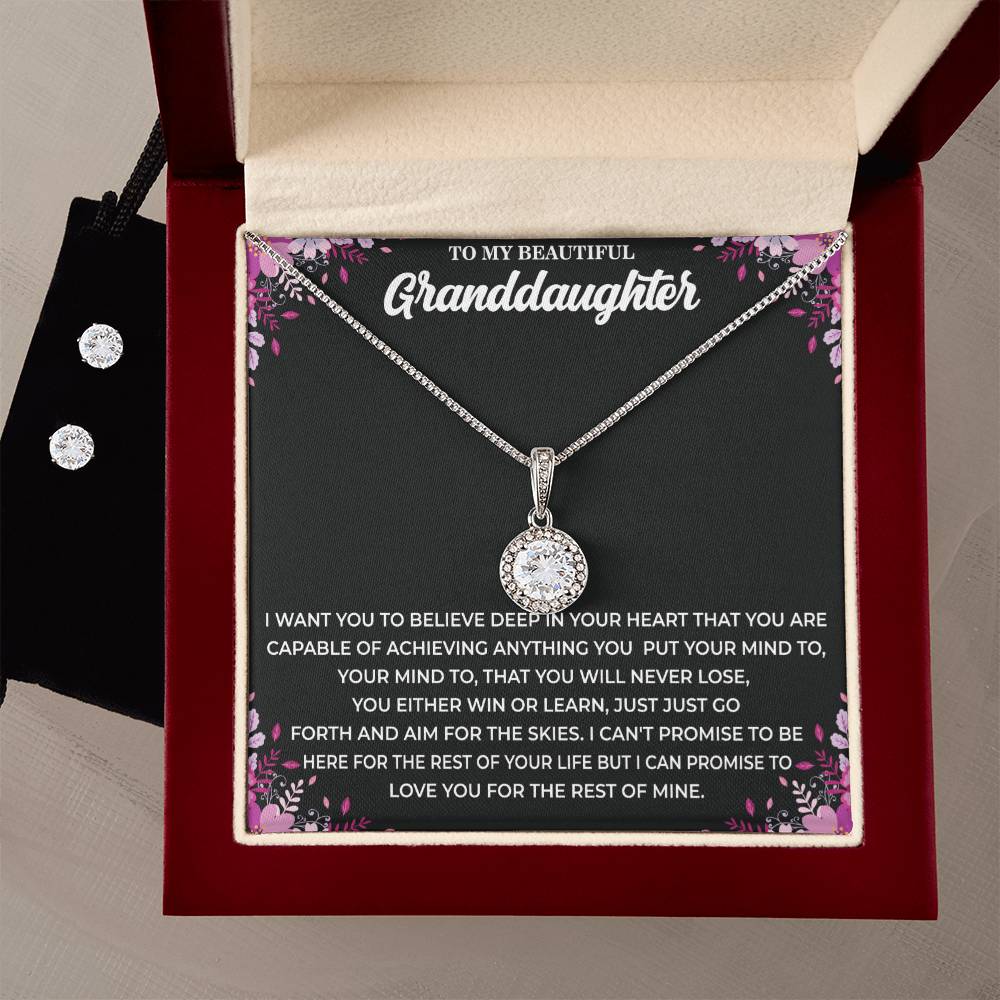 Eternal Hope Necklace and Dazzling Cubic Zirconia Earring Set - Special Granddaughter Gift