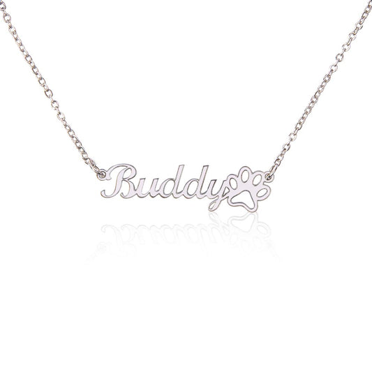 Personalized Paw Print Name Necklace - Unique Pet Lovers Gift