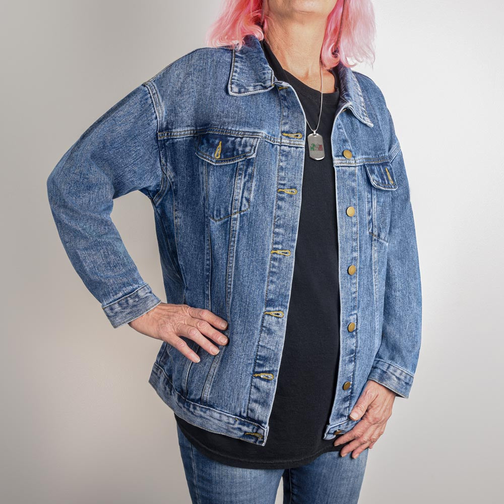 Pastel Goth Caticorn Oversized Women's Denim Jacket