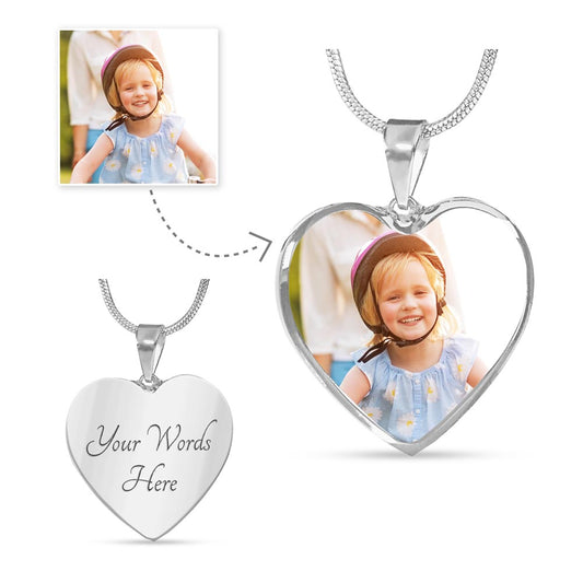 Heart Photo Necklace with Personalized Engraving - An Exceptional Gift